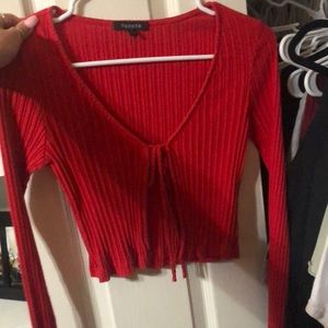 Cute Size large red open front papaya shirt